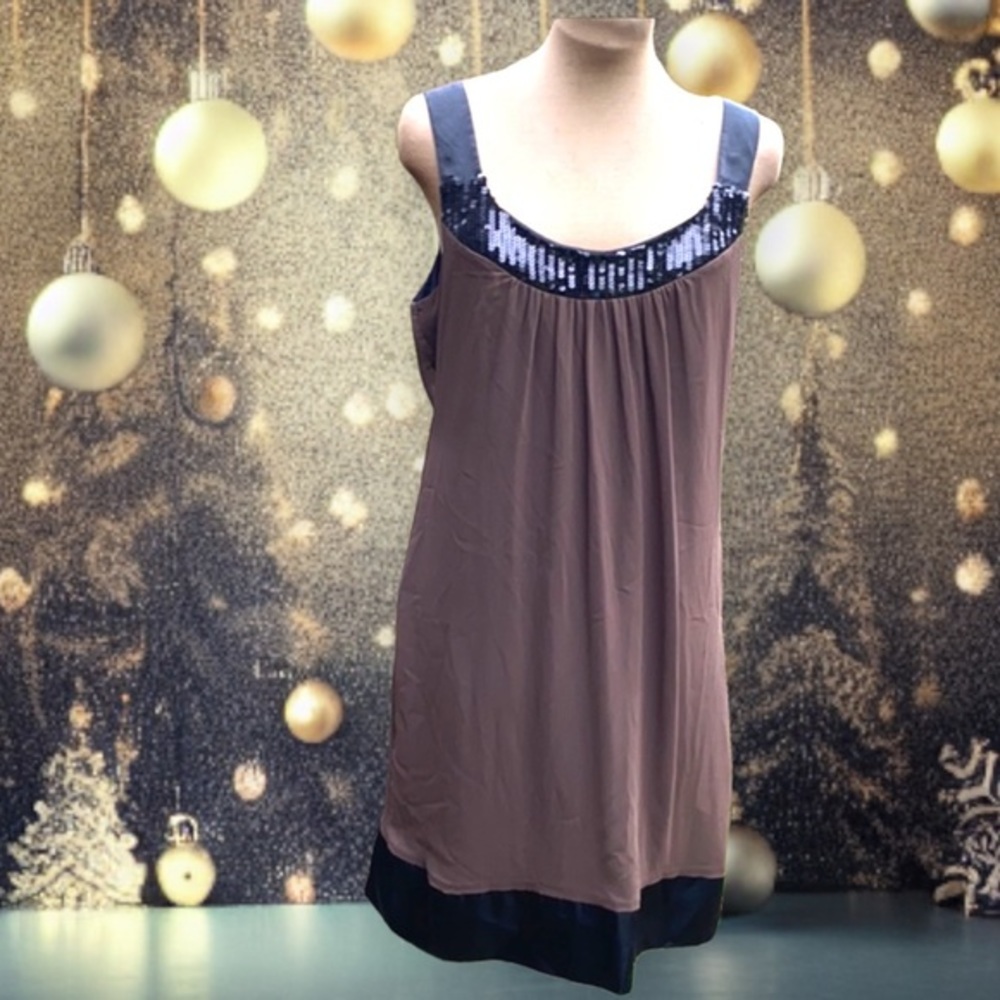 Jonathan Martin Y2K Brown Black Sequin Cocktail Dress 12P Petite